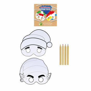 ECO FRIENDLY Mewarnai Masker Natal Sendiri dengan 4 Pensil (12 buah)