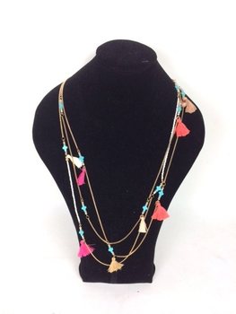 Kalung Panjang Gaya Ibiza dengan Rumbai dan Salib (1 pc)