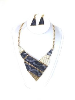 Set Kalung dan Anting Hitam Gaya Ibiza (1 pcs)