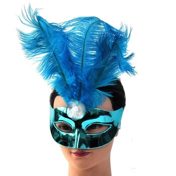 Topeng Mata Biru dengan Bulu - Model 17 (6 pcs.)