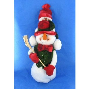 Boneka Salju Plush dengan Bayi Salju di Pundak 38 cm (1 pcs)