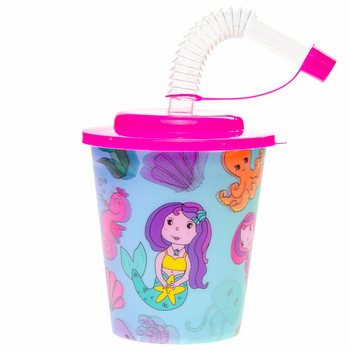 Gelas Minum / Gelas Es Krim dengan Sedotan – MERMAID (12 pcs)
