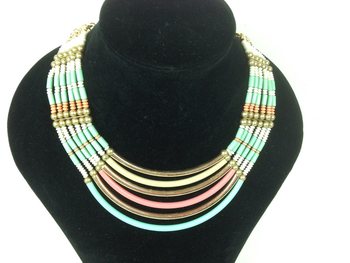 Kalung Mewah Gaya Ibiza Toska / Krem / Emas (1 pc)