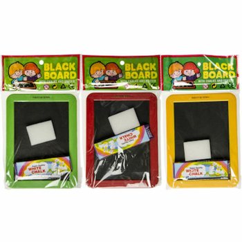 Papan Tulis Kapur dengan Spons dan Kapur - Campur Warna (12 pcs)