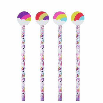 Pensil Unicorn Pelangi dengan Penghapus (24 buah)