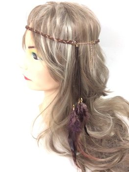 Bando Kepang dengan Bulu Cokelat - Gaya Ibiza (1 pcs)