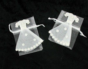 Kantong Souvenir Pernikahan Motif Gaun Pengantin (12 pcs)
