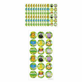 Stiker Lucu Jungle – 18 Stiker per Lembar (Isi 10 Pcs)
