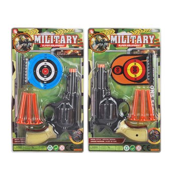 Set Pistol Militer dengan 3 Anak Panah Tempel & Target (6 pcs)