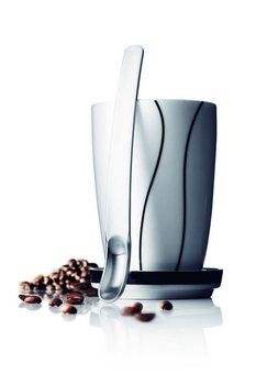 CANGKIR TERMO BESAR MENU BLACK CONTOUR DENGAN TATAKAN DAN SENDOK LATTE (1 pcs)