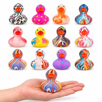 BEBEK KARET WARNA-WARNI CAMPUR - UK: 5.6x5x5.7 Cm (12 Pcs)