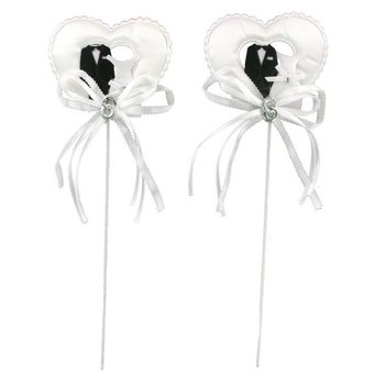 Topper Kue / Tusukan Dekoratif - Pengantin di Atas Hati (12 pcs)