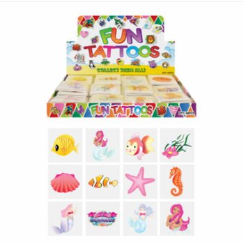 Tato Mainan Lucu - Model: Putri Duyung / Mermaid, Kemasan Display (48 Pack x 12 Tato)