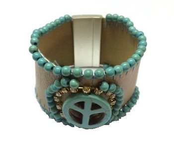 Gelang Gaya Ibiza Taupe/Turquoise Peace (1 pc)
