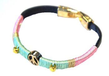 Gelang Gaya Ibiza dengan Simbol Perdamaian Merah Muda/Mint (1 pcs)