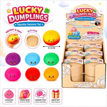 RAGE - LUCKY DUMPLINGS - Mainan Squishy Bakpao BESAR Uk. 8.5 x 8.5 x 4.8 Cm - DALAM DISPLAY (12 pcs)
