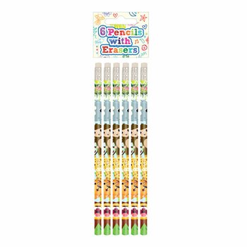 Set Pensil dengan Penghapus Hewan Jungle (6 Bagian) - Display (24 set)