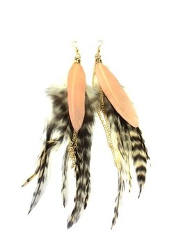 Anting Bulu Macan & Salmon Gaya Ibiza (1 pcs)