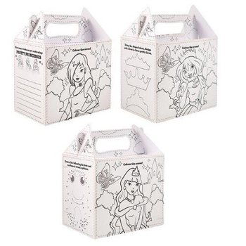 Kotak Menu Anak Tema Princess untuk Mewarnai - 14 x 9.5 x 18 cm (24 pcs)