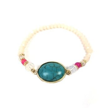 Gelang Putih Gaya Ibiza dengan Batu (1 pcs)