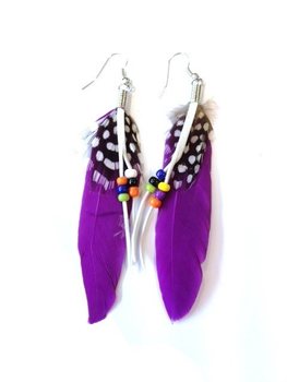 Anting Bulu Gaya Ibiza Ungu (1 pcs)