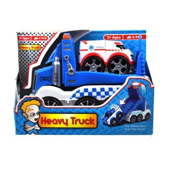 Mainan Truk Trailer dengan Efek Cahaya & Suara (6 pcs)