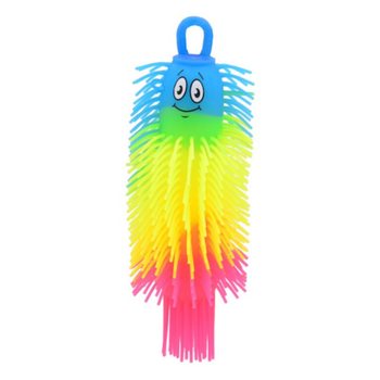 BOLA ULAT PUFFER PELANGI - 22CM - KOMBINASI WARNA - DALAM DISPLAY (12 pcs)