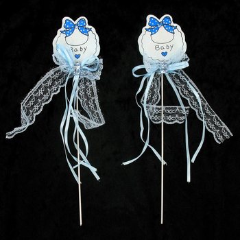 TUSUKAN KUE KELAHIRAN BAYI - BIRU MUDA (12 pcs)