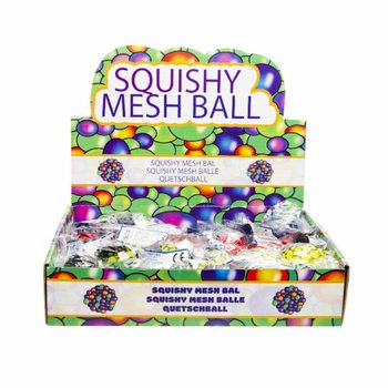 SQUISHY MESH BALL - Diameter: 5 CM - CAMPURAN WARNA CERAH DALAM DISPLAY (24 pcs)