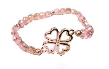 Gelang Elastis Gaya Ibiza Pink Clover (1 pcs)