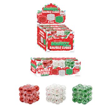 SQUEEZY GLITTER BAUBLE CUBES - DENGAN GLITTER - SET 3X CUBES - ISI SUGAR - DALAM DISPLAY (6 SET)