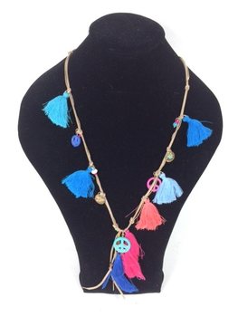 Kalung Panjang Gaya Ibiza dengan Rumbai dan Simbol Perdamaian (1 pcs)