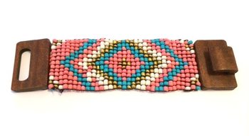 Gelang Aztec Gesper Kayu Biru/Pink (1 pc)