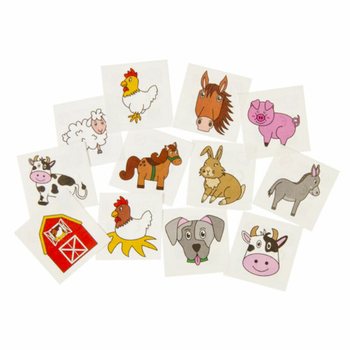 Tato Temporer Lucu Anak - Tema Peternakan (48 Pack x 12 Tato)