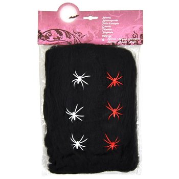 Sarang Laba-Laba Halloween Hitam 100g dengan 6 Laba-Laba (6 pcs)