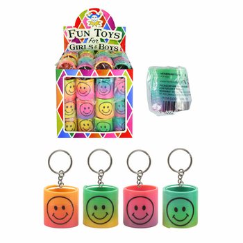 Gantungan Kunci Spiral Smiley Pelangi dalam Display (60 pcs)