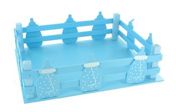 Keranjang Dekorasi Biru dengan Botol Susu Bayi (2 pcs)
