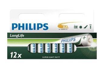 12x BATERAI "PHILIPS - SUPER HEAVY DUTY" AA - LONGLIFE (12 pcs per Blister)