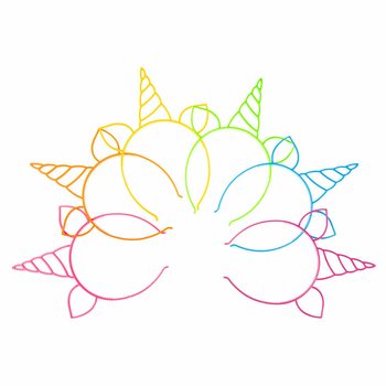 Bando Unicorn / Tiara Unicorn, Campuran Warna Neon (24 pcs)