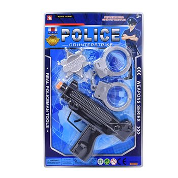 Set Mainan Polisi dengan Senapan Mesin, Borgol & Lencana (6 pcs)