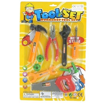 Set Alat Perkakas Mainan Besar dengan Kartu (8 pcs.)
