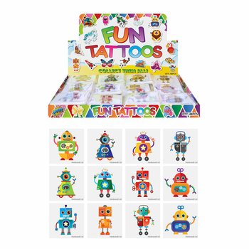 TATO MAINAN SERU - MODEL: ROBOT, Isi 12 Tato per Bungkus DALAM DISPLAY (48 bgks)