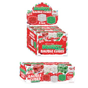 SQUEEZY GLITTER BAUBLE CUBES - DENGAN GLITTER - SET 3X CUBES - ISI SUGAR - DALAM DISPLAY (6 SET)