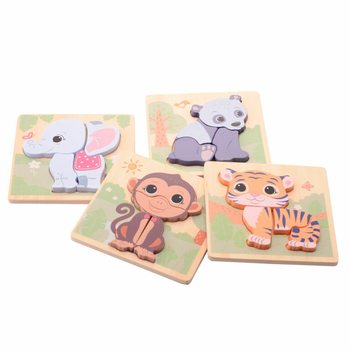 JOUECO - PUZZLE KAYU CAMPUR THE WILDIES FAMILY - Usia 12 Bulan+ (12 pcs)
