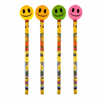 Pensil Smiley Ceria dengan Penghapus (24 pcs)