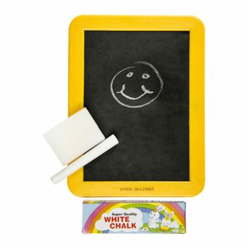 Papan Tulis Kapur dengan Spons dan Kapur - Campur Warna (12 pcs)