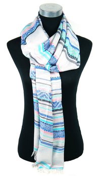 Syal Mewah Gaya Ibiza Perak/Biru/Salem (1 pc)