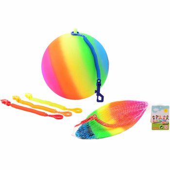 BOLA PELANGI DENGAN TALI / BOLA BUNGEE &Oslash;23 Cm (36 pcs)