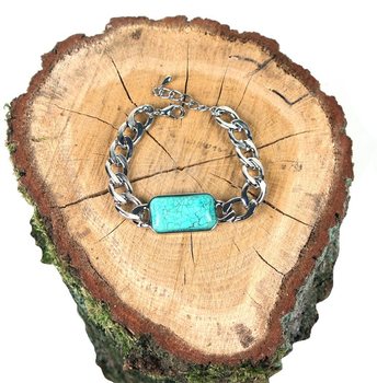 Gelang Rantai Gaya Ibiza Perak/Biru (1 pc)