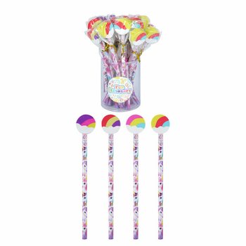 Pensil Unicorn Pelangi dengan Penghapus (24 buah)